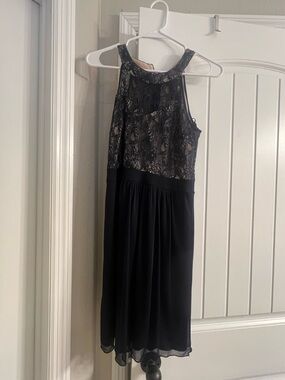 Enfocus Studio Navy Lace Halter Midi Dress